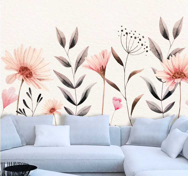 Delicate beige arrangement flowers wall mural - TenStickers