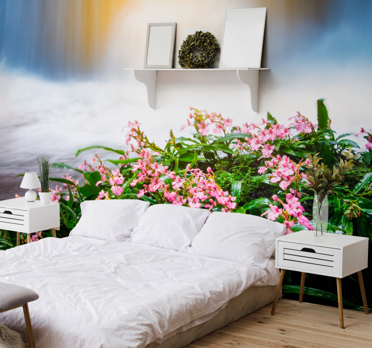 Delicate Pink Blooms flowers wall mural - TenStickers