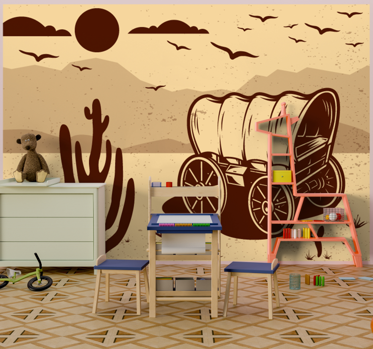 Desert Landscape Wagon childrens bedroom wall mural - TenStickers