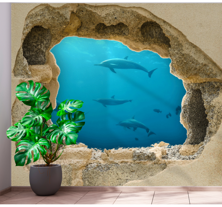 Dolphin Underwater Scene sea wall mural - TenStickers