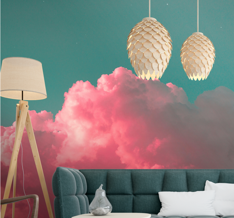 Dreamy pink clouds sky mural wallpaper - TenStickers
