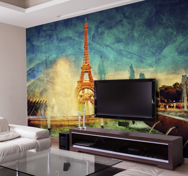 Eiffel Textured Vista wall mural paris - TenStickers
