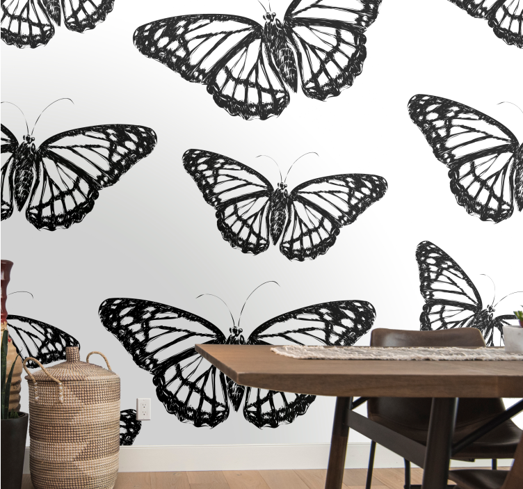 Elegant black butterflies wall mural animals - TenStickers
