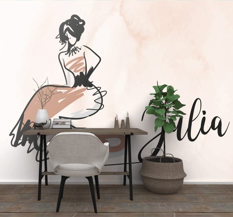 Elegant fashion sketch wall mural painting - TenStickers