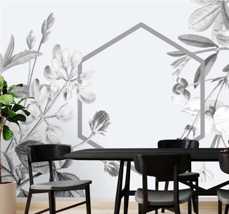 Gray Plants Arrengment flowers wall mural - TenStickers