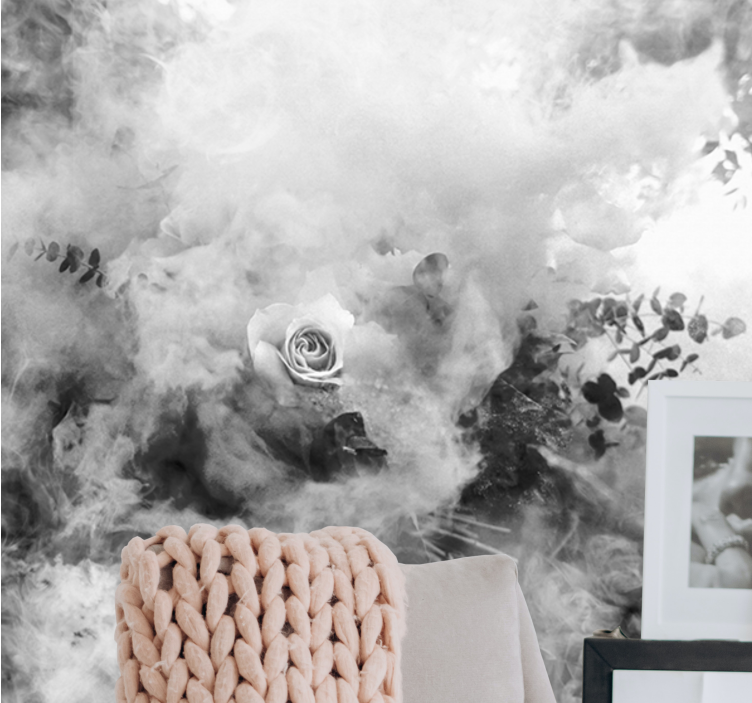 Ethereal white rose flowers wall mural - TenStickers