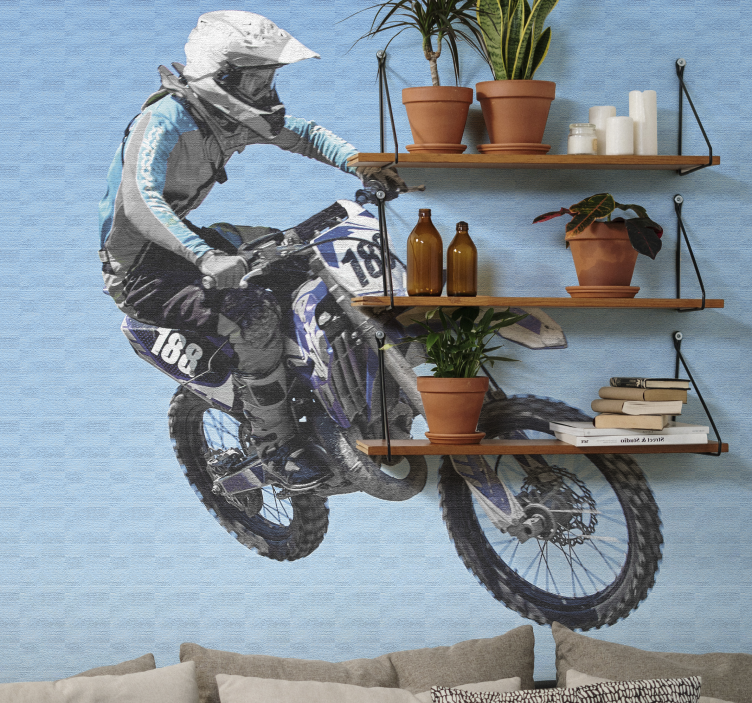 Extreme jumping motocross wallmural motorbike - TenStickers