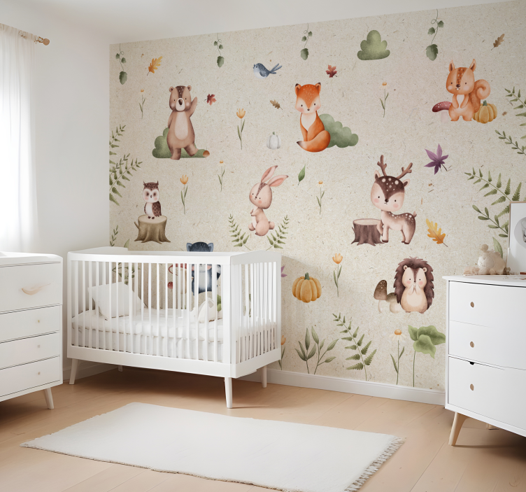 Fairytale animals wall mural nursery - TenStickers