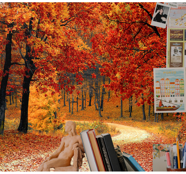 Fall Woodland Trail nature wall mural - TenStickers