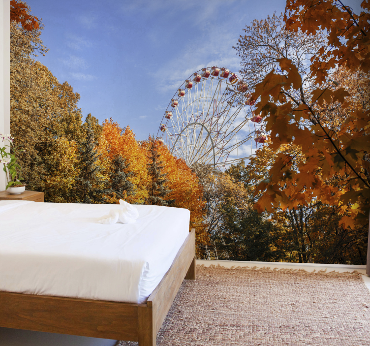 Master bedroom mural ferris wheel in autumn - TenStickers