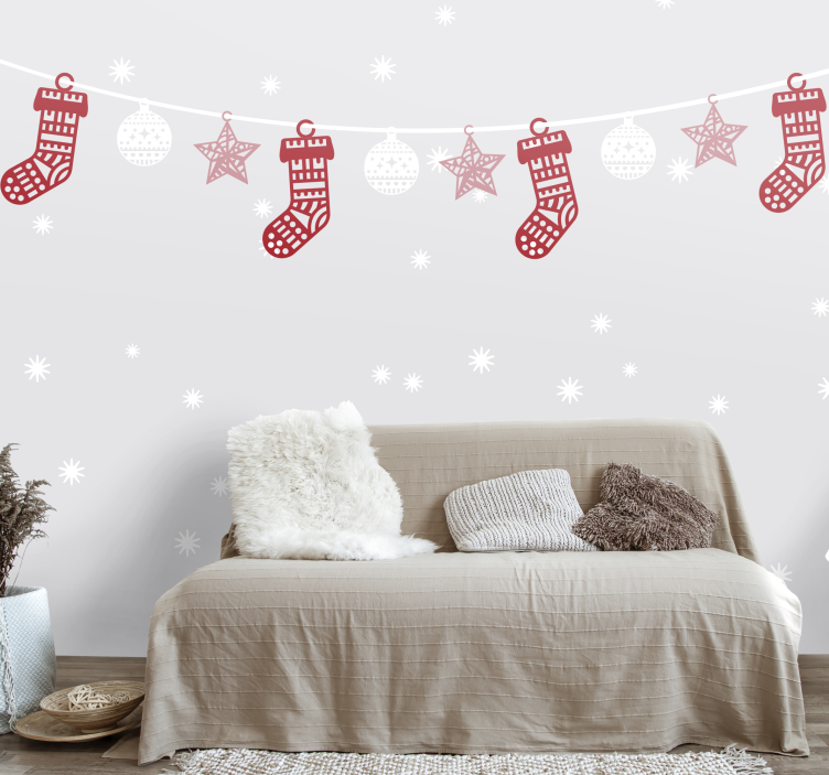 Festive Stockings Garlands wall mural christmas - TenStickers