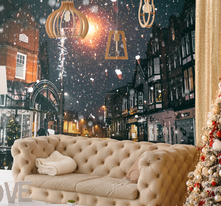 Festive Winter Scene wall mural christmas - TenStickers