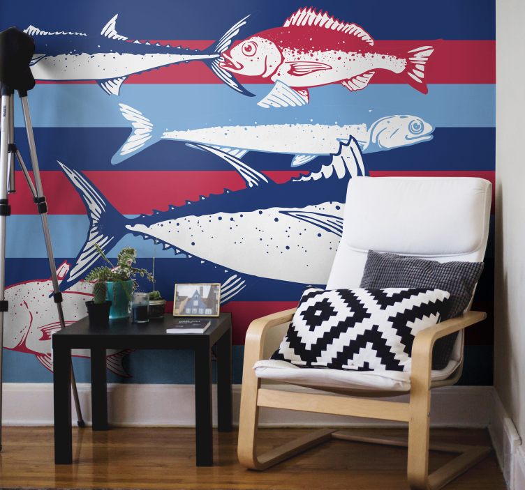 Wall mural animals fish pattern design - TenStickers