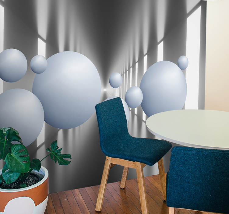 Floating Spheres Arrangement 3d mural wallpaper - TenStickers