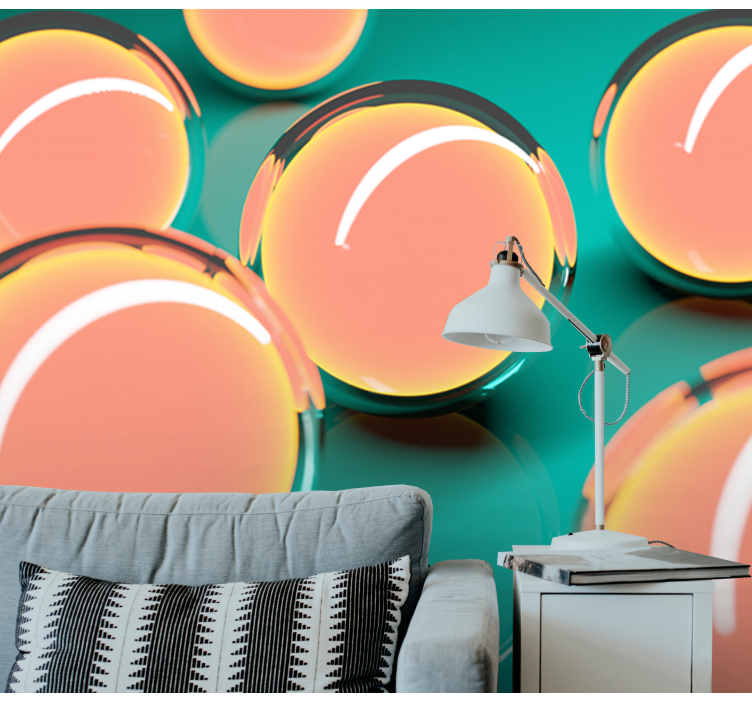 Floating Transparent Spheres abstract mural wallpaper - TenStickers