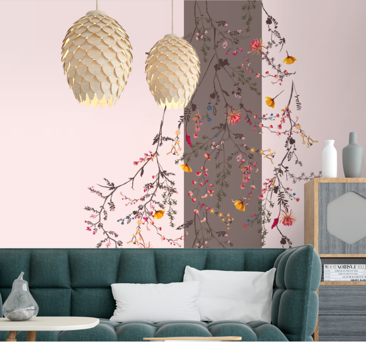 Floral Branch Silhouette flowers wall mural - TenStickers
