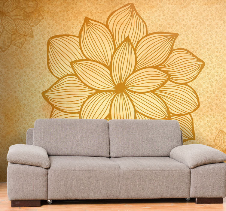 Floral flock paisley flower wall mural - TenStickers