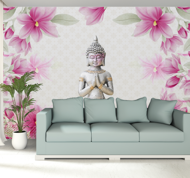 Flower Buddha zen mural wallpaper - TenStickers