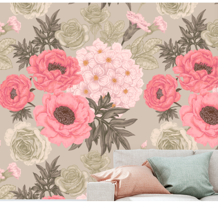 Flowers wall mural blooming floral arrangement - TenStickers