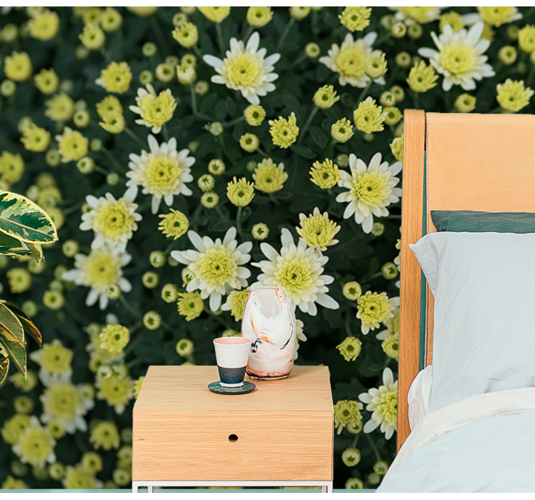 Flowers wall mural blooming yellow flowers - TenStickers