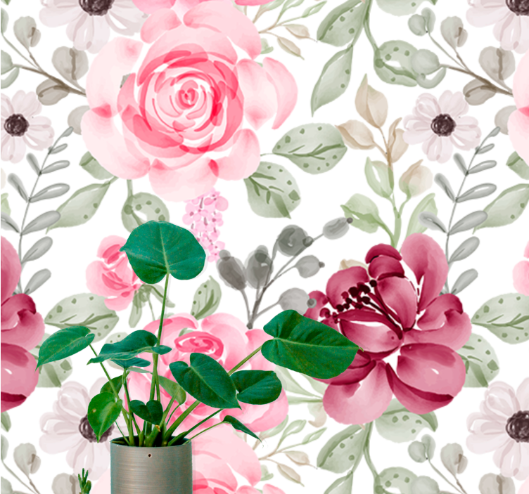Flowers wall mural blossom floral design - TenStickers