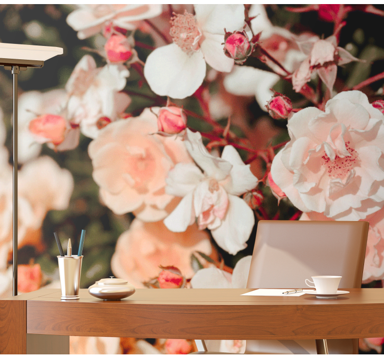 Flowers wall mural blossoming rose petals - TenStickers