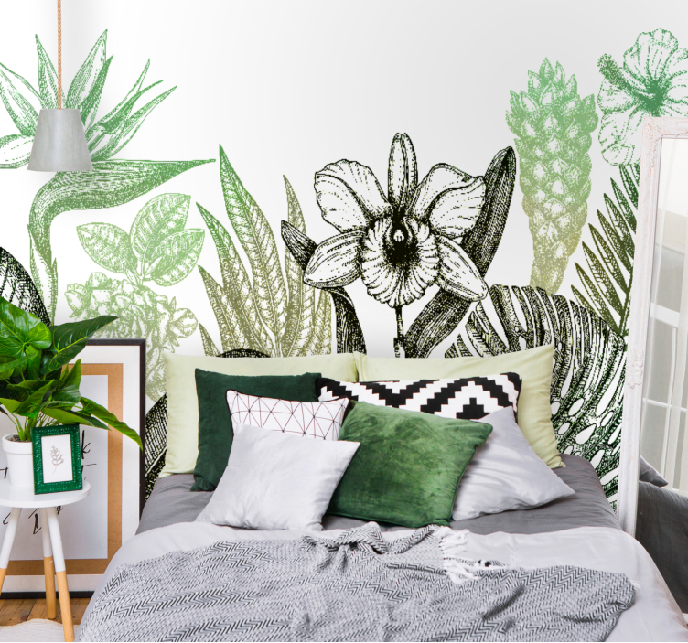 Flowers wall mural botanical floral design - TenStickers