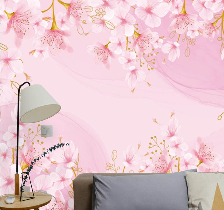 Flowers wall mural cherry blossom elegance - TenStickers