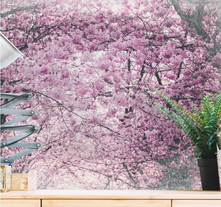 Flowers wall mural cherry blossom grove - TenStickers