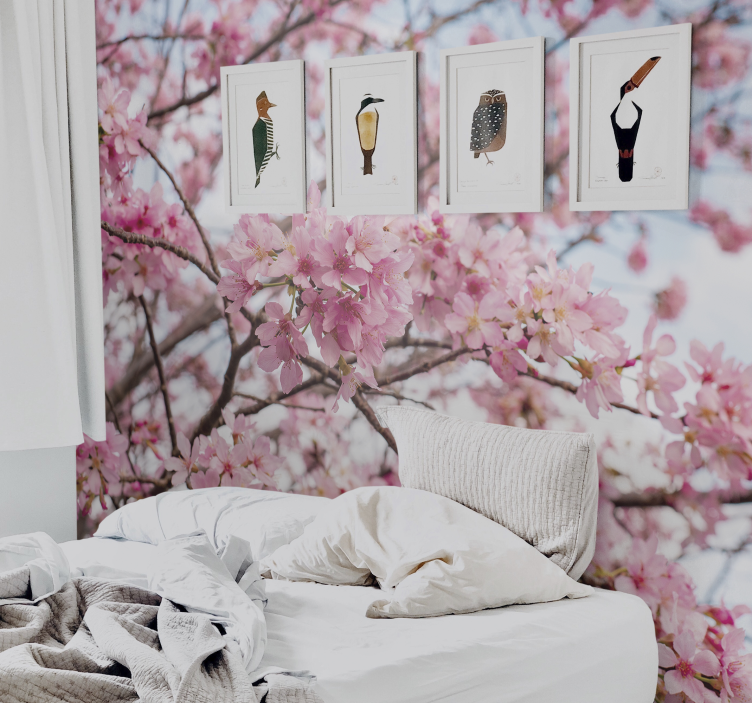 Flowers wall mural cherry blossom joy - TenStickers