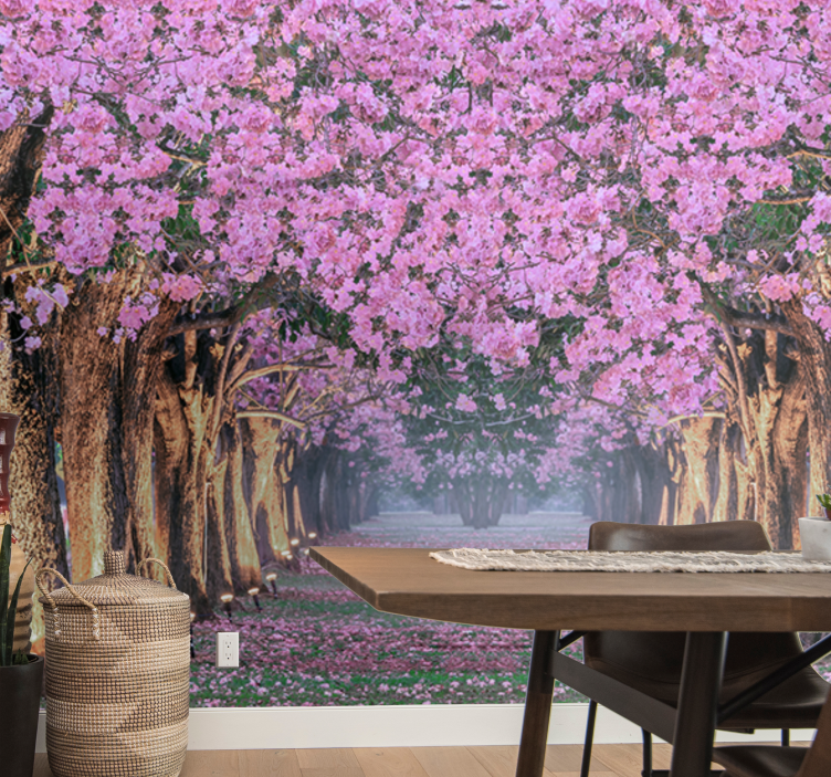 Flowers wall mural cherry blossom path - TenStickers