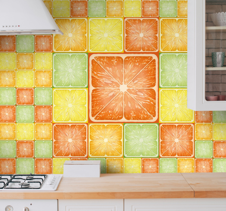 Flowers wall mural citrus slice design - TenStickers