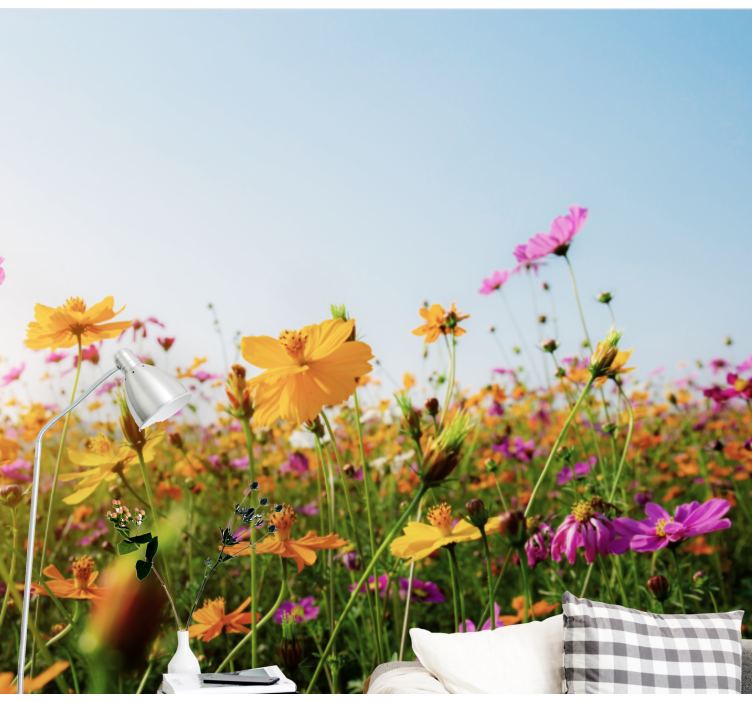 Flowers wall mural colorful blooming flora - TenStickers