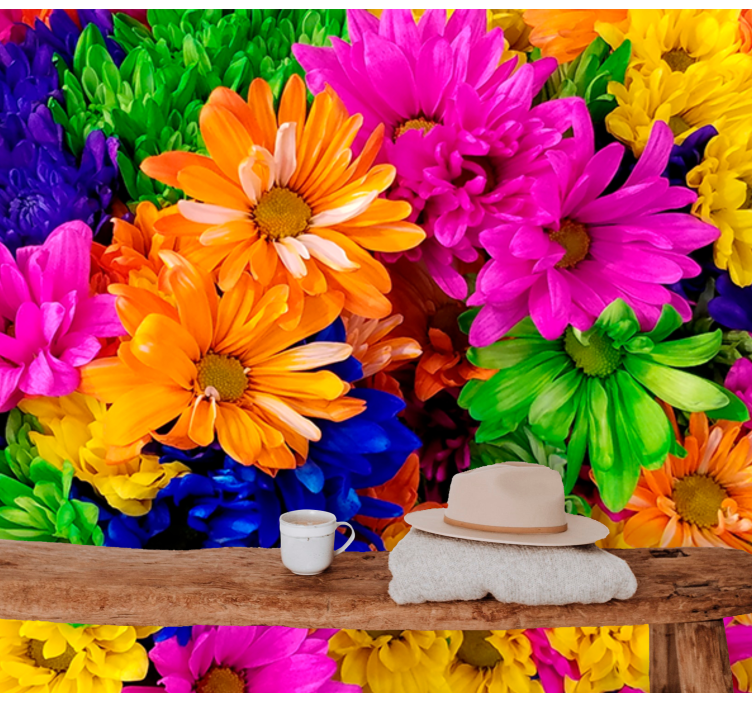 Flowers wall mural colorful botanical design - TenStickers