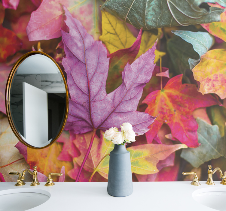Flowers wall mural colorful leaf designs - TenStickers