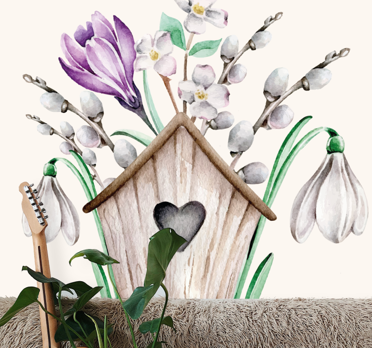 Flowers wall mural cottage floral design - TenStickers
