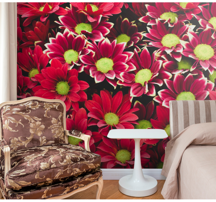 Flowers wall mural crimson blossom arrangement - TenStickers