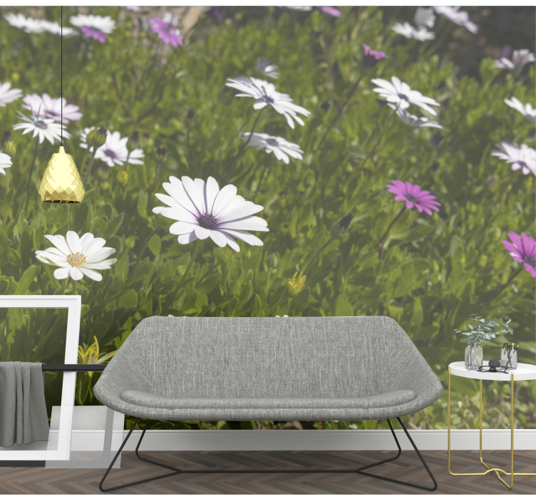 Flowers wall mural daisies and greens - TenStickers