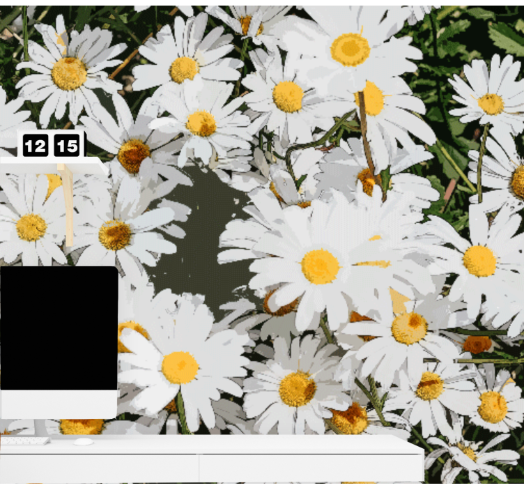 Flowers wall mural daisy blossom field - TenStickers