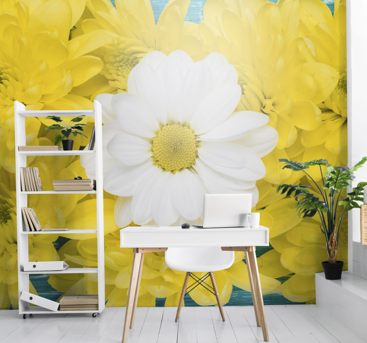 Flowers wall mural daisy blossom focus - TenStickers