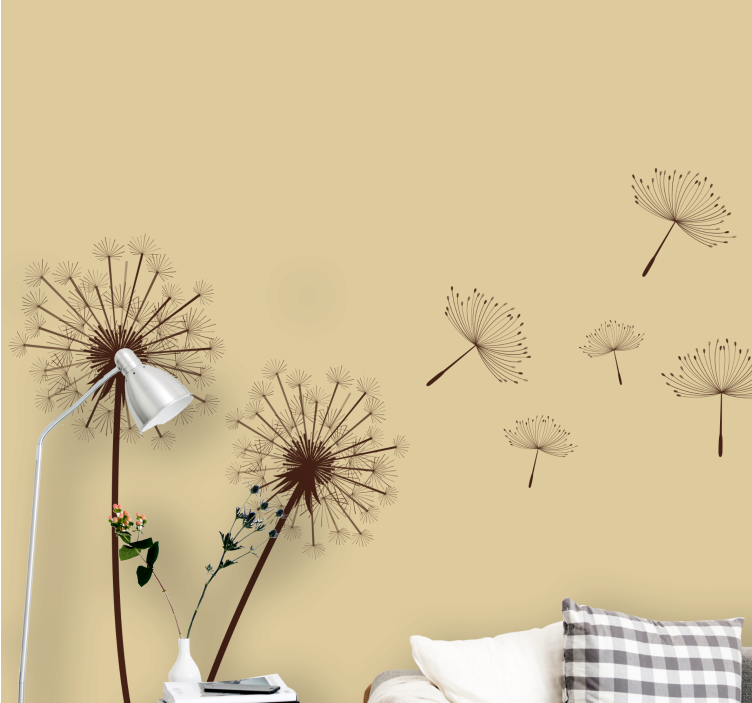 Flowers wall mural dandelion breeze design - TenStickers