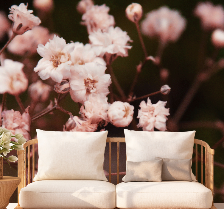 Flowers wall mural delicate blooming flowers - TenStickers