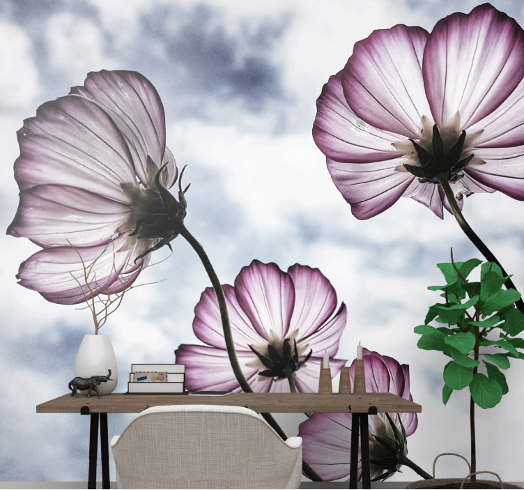 Flowers wall mural delicate floral beauty - TenStickers