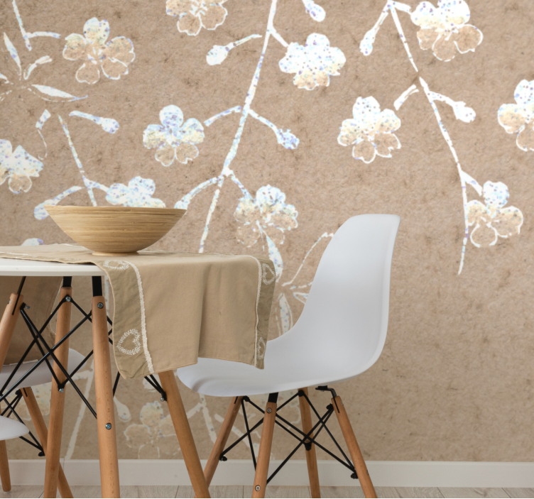 Flowers wall mural delicate floral branches - TenStickers