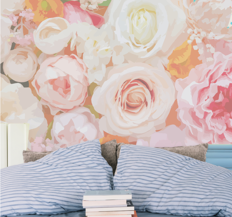 Flowers wall mural delicate floral design - TenStickers