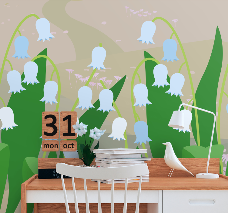 Flowers wall mural delicate flower blooms - TenStickers