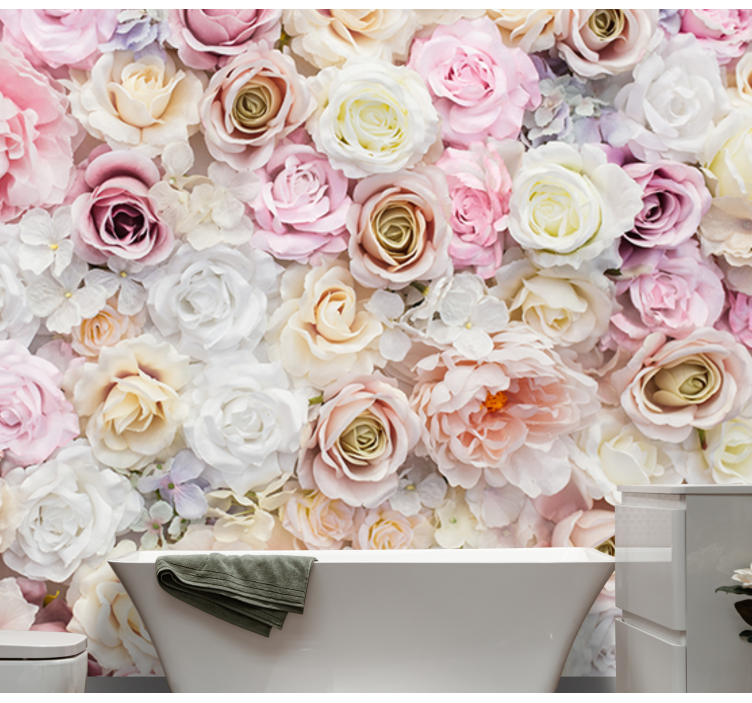 Flowers wall mural delicate rose arrangement - TenStickers