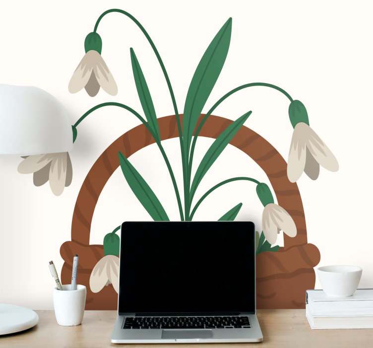 Flowers wall mural delicate snowdrop blooms - TenStickers