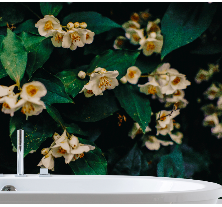 Flowers wall mural delicate white blossoms - TenStickers