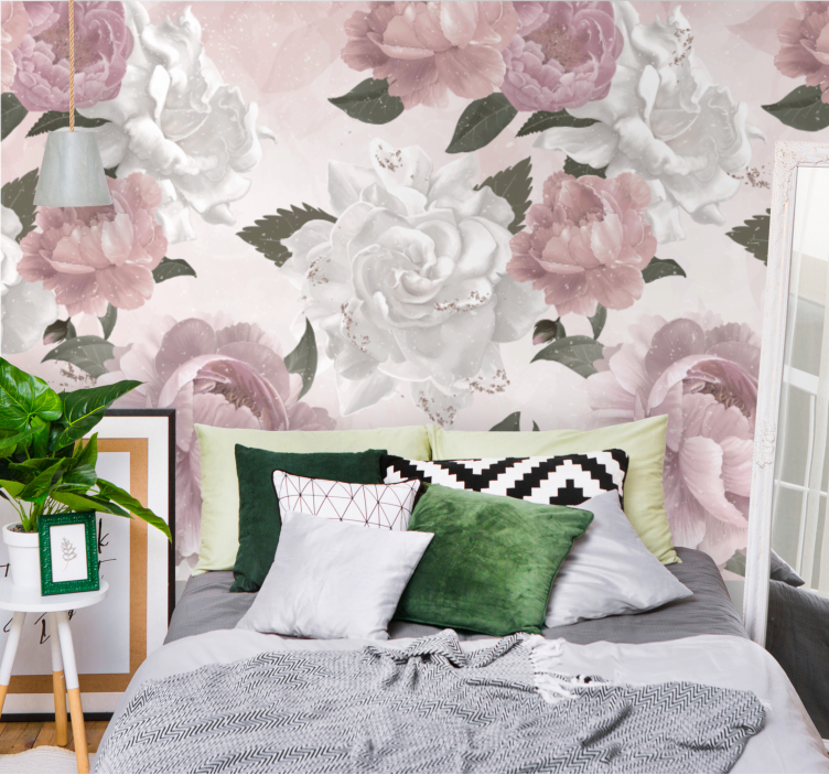Flowers wall mural elegant botanical design - TenStickers